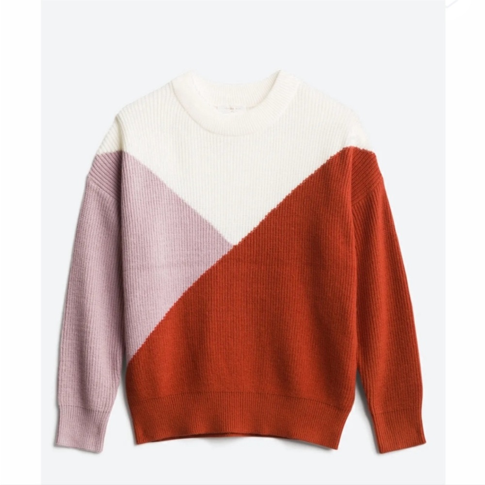 ☃️FINAL SALE ANTHRO • Sophie Rue White Pink and Rust Crew Neck Sweater